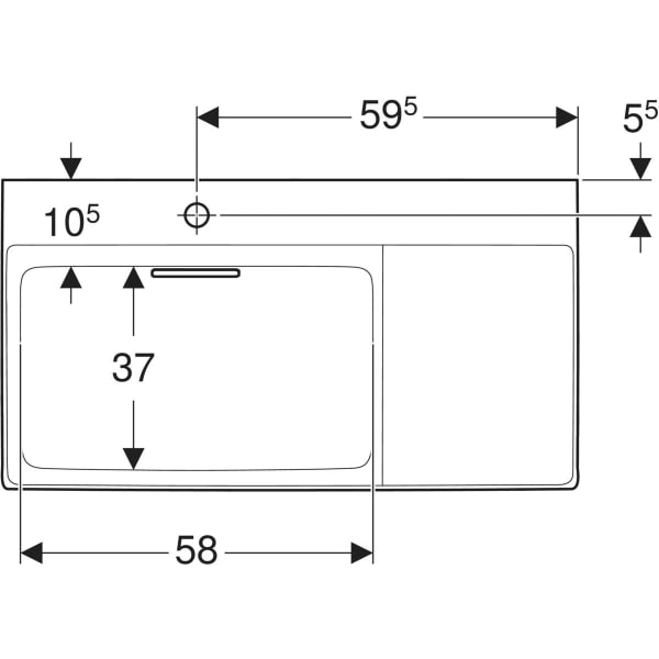 Wandwaschtisch mit Ablagefläche „One“ mit horizontalem Ablauf, rechteckig, Hahnlochposition links, Ablagefläche rechts 90 × 48 cm in weiß alpin mit KeraTect® Wandwaschtisch mit Ablagefläche „One“ mit horizontalem Ablauf, rechteckig, Hahnlochposition links, Ablagefläche rechts 90 × 48 cm in weiß alpin mit KeraTect®