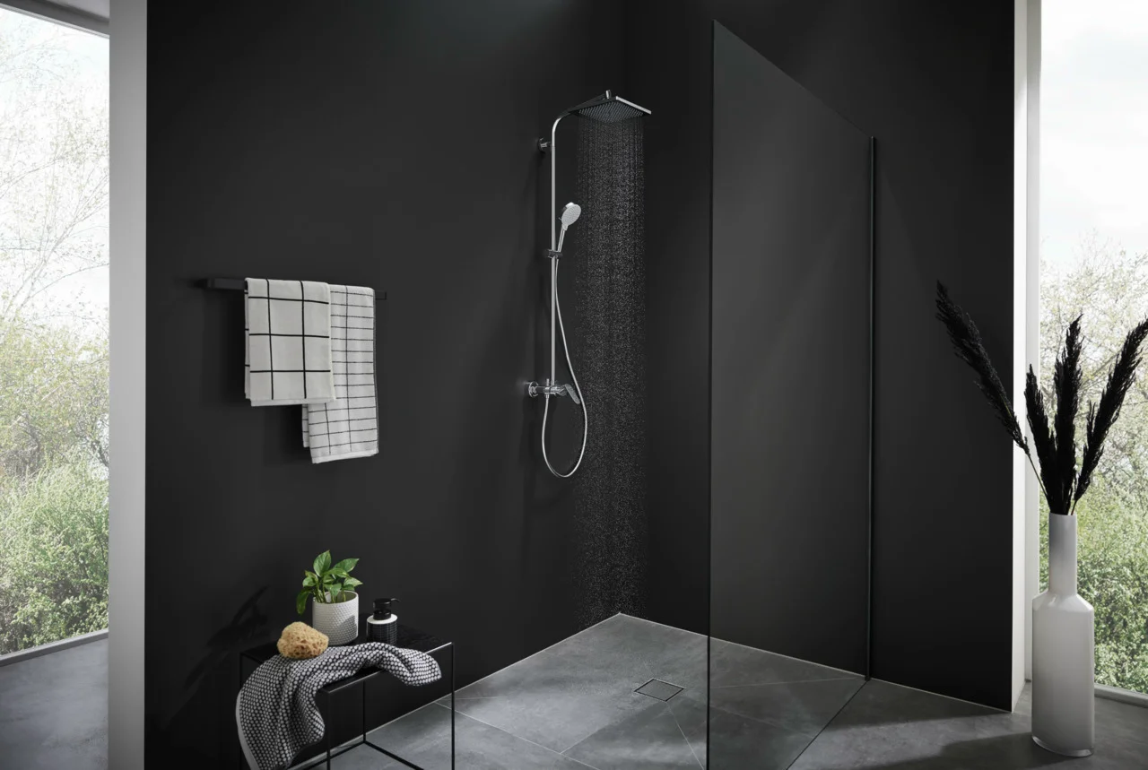Hansgrohe Crometta E Showerpipe 240 - Einhebelmischer chrom, 240 x 240 mm, Aufputzinstallation