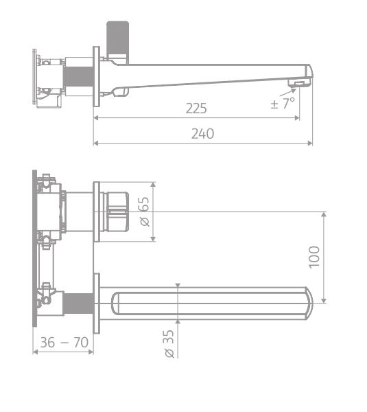 Unterputz-Einhebelmischer „AquaXPro“ Ausladung 225 mm