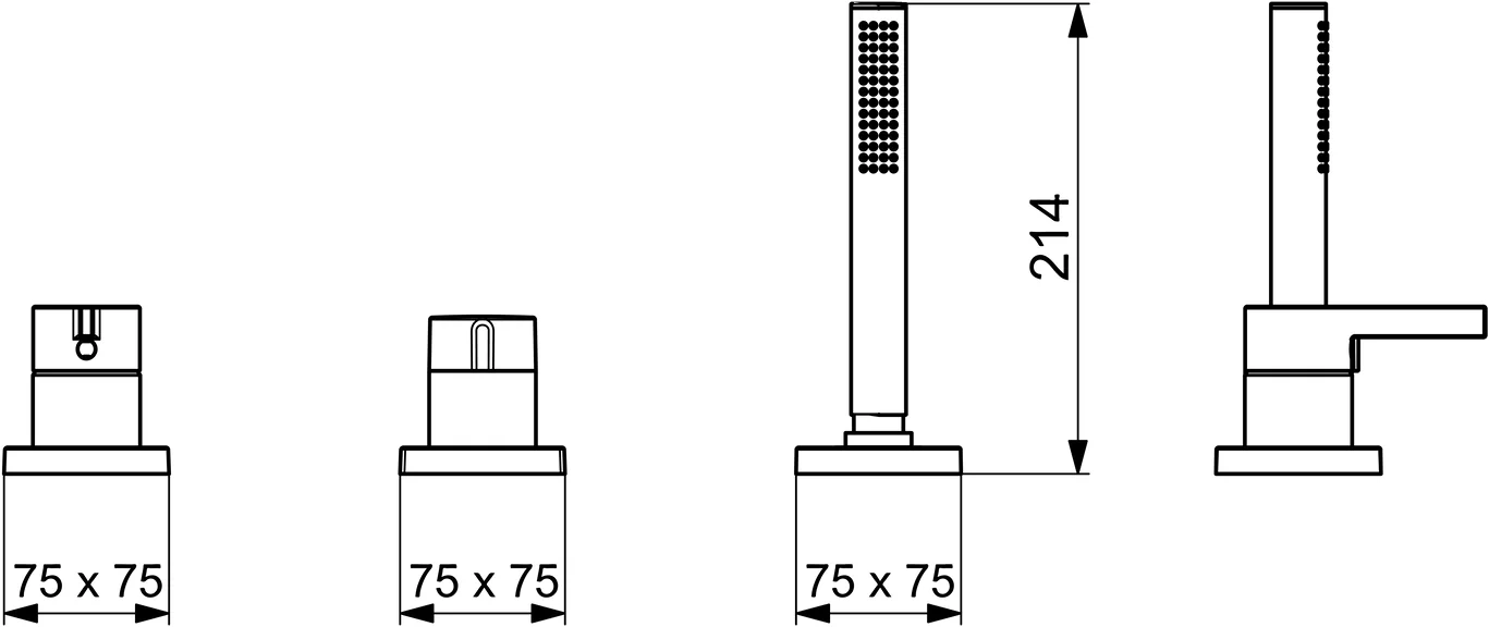 HansaLOFT Wannenarmatur Einhebelmischer Fertigmontageset für Wanne/Brause HansaLOFT 5779 Rosette eckig 1-strahlig 75x75mm Chrom