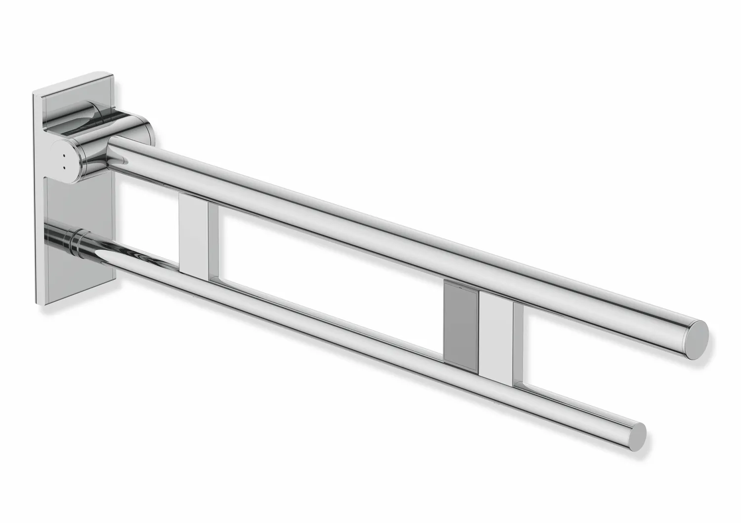 HEWI Stützklappgriff Duo Design A, Edelstahl verchromt, Ausladung 750 mm, Funk-Spülauslösung, rechts HEWI Stützklappgriff Duo Design A, Edelstahl verchromt, Ausladung 750 mm, Funk-Spülauslösung, rechts
