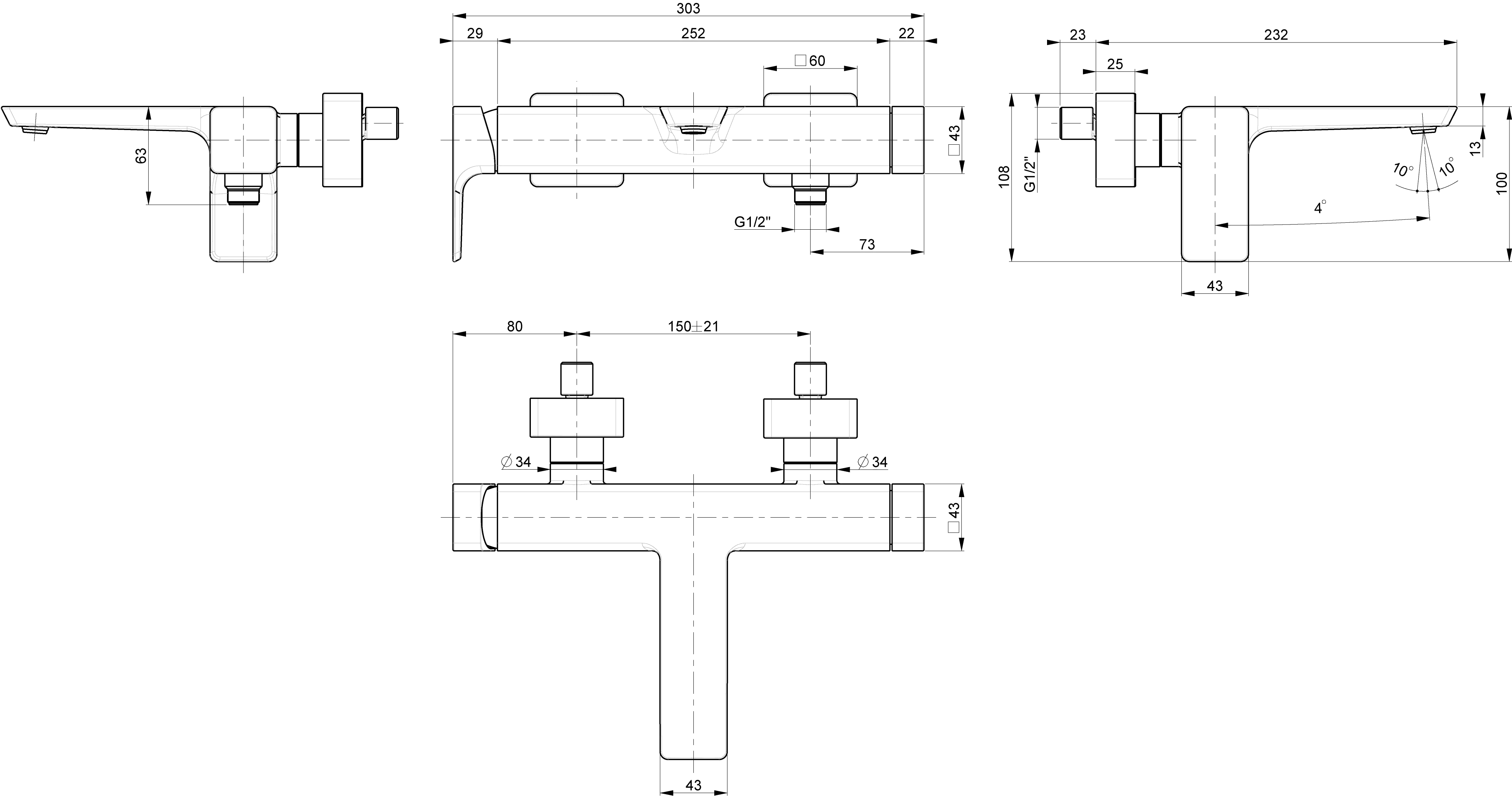 Einhand-Wannenarmatur „Subway 3.0“ Ausladung 209 mm