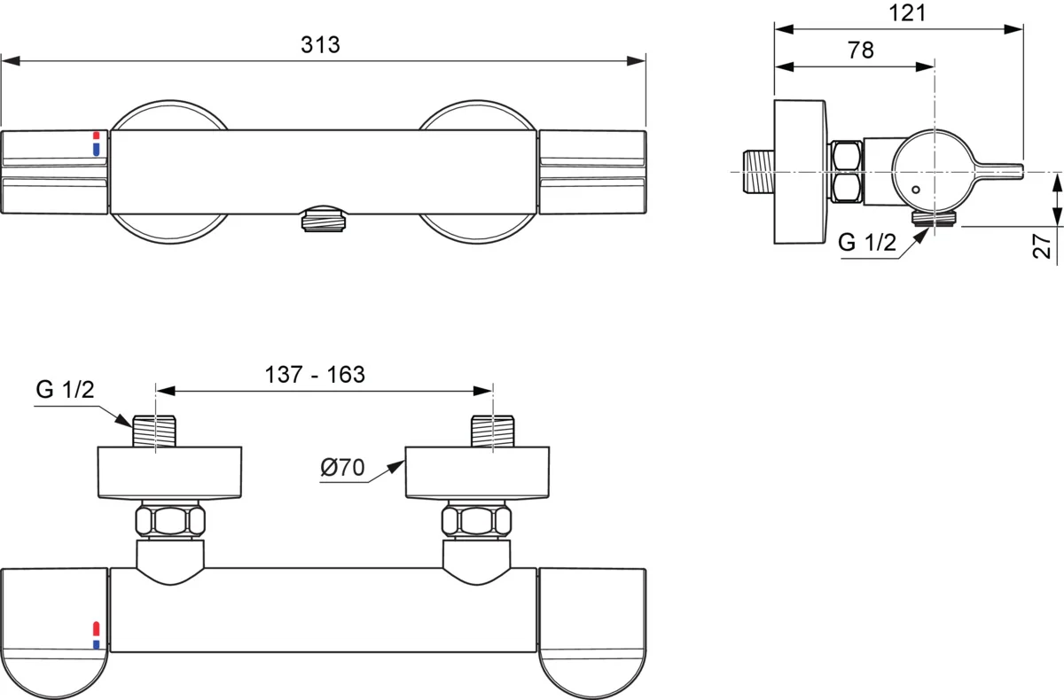 Ideal Standard Ceraplus Safe Brausethermostat Chrom - Thermische Desinfektion, Verbrüchschutz Ideal Standard Ceraplus Safe Brausethermostat Chrom - Thermische Desinfektion, Verbrüchschutz