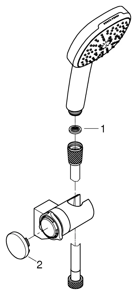 Wandhalterset Tempesta Cube 110 27584_3, Handbrause Tempesta Cube 110, 3 Strahlarten: Rain/Jet/Massage, Wandbrausehalter verstellbar, Relexaflex-Brauseschlauch 1.750mm, Water Saving, maximaler Durchfluss (bei 3 bar): 8.4 l/min, chrom