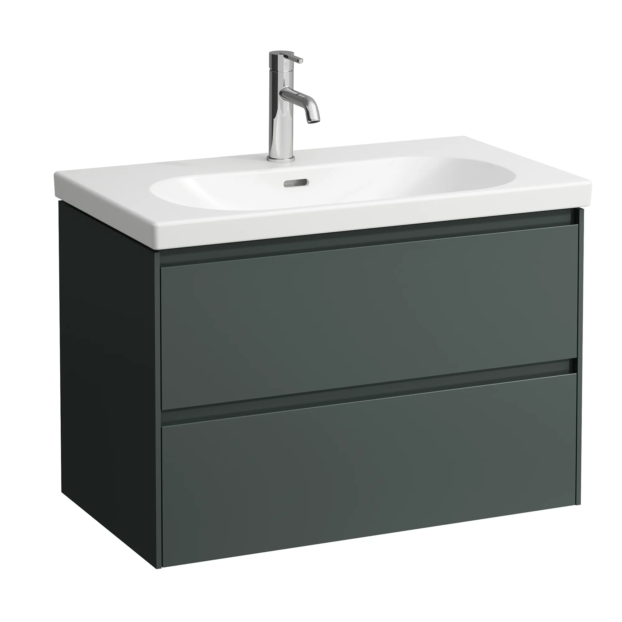 Waschtischunterbau LANI 442x784x515 mit 2 Schubladen integrierter Griffleiste Vollauszug und Soft-Close für Waschtisch LUA H810087 weiß matt