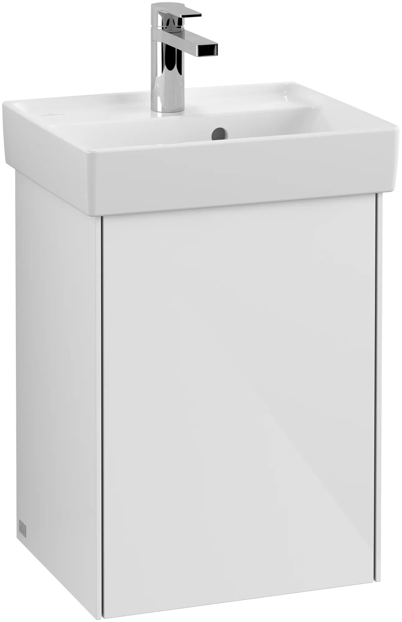 Villeroy & Boch Waschtischunterschrank mit Tür „Collaro“ 410 × 546 × 344 mm Glossy White, für Becken mittig, Anschlag links, ohne Beleuchtung