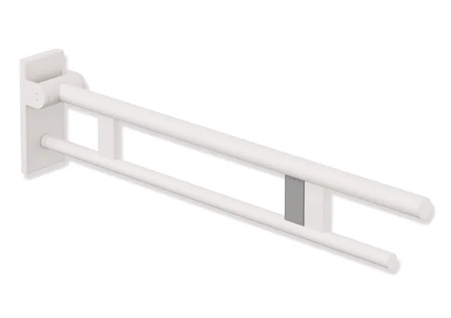 HEWI System 900 Mobiler Stützklappgriff Duo, Design A, Edelstahl, Ausladung 850 mm, rechts