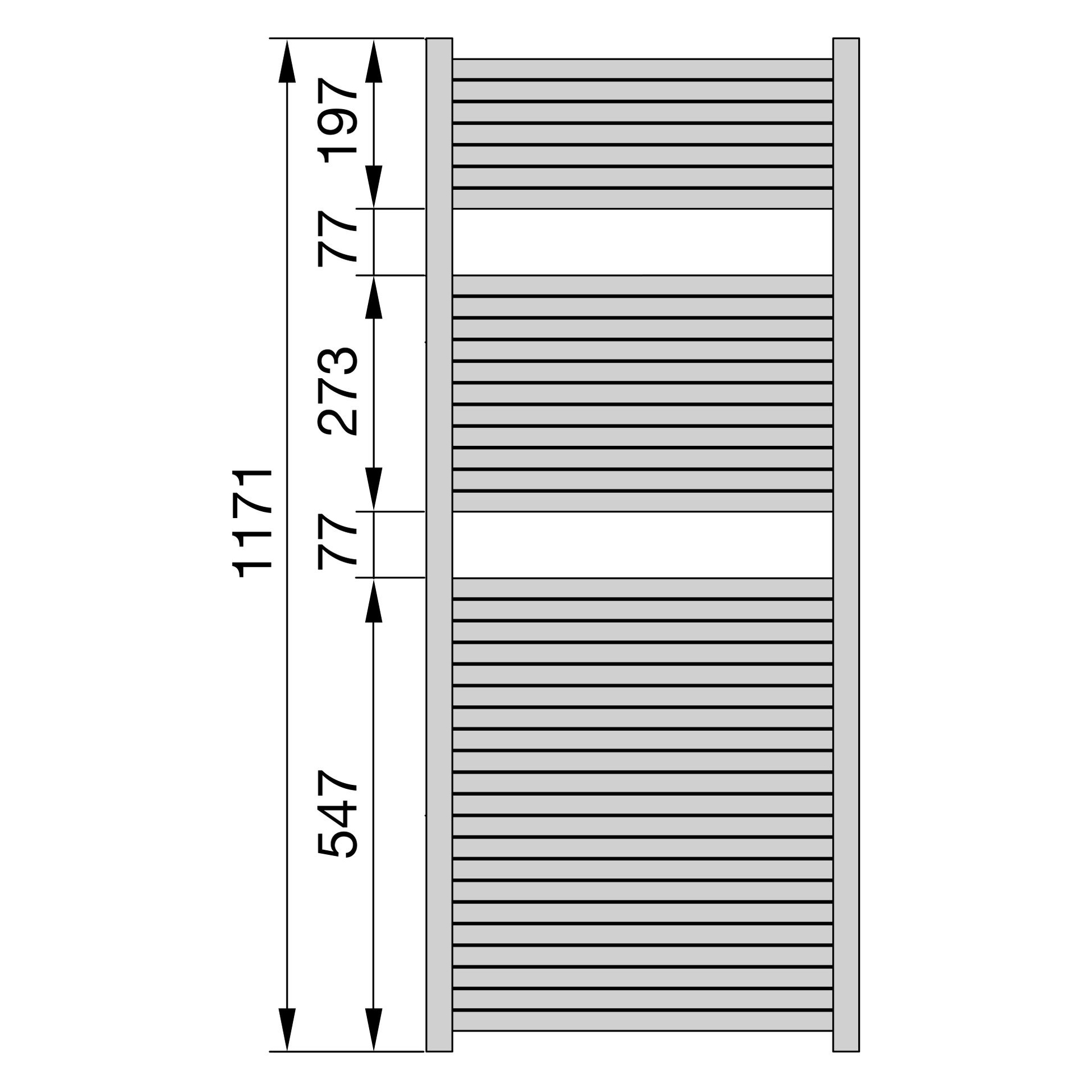 Zehnder Design-Heizkörper „Zeno“ für Warmwasser-Zentralheizung oder gemischten Betrieb mit 50 mm-Mittelanschluss zweilagig 75 × 117,1 cm in Champagne