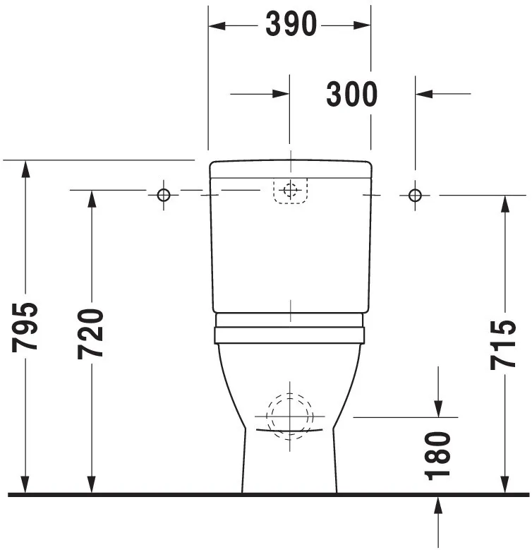 Stand-WC Kombi Starck 3 655 mm Tiefspüler, fürSPK, Abg.waagr., weiß