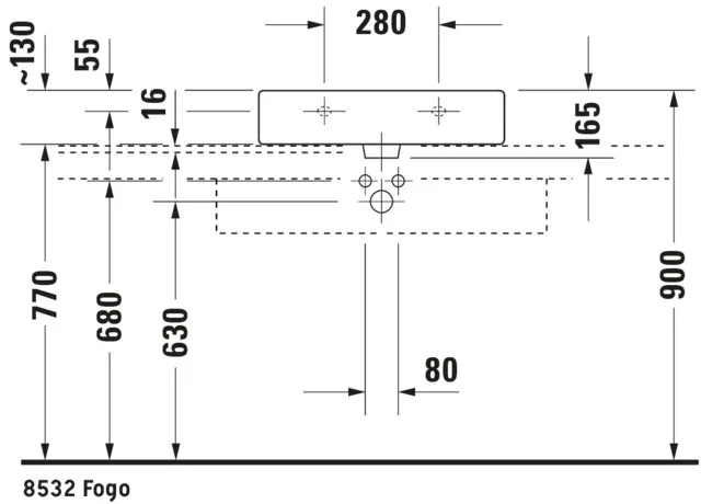 Wandwaschtisch „Vero“, mit Überlauf, Hahnlochposition mittig Wandwaschtisch „Vero“, mit Überlauf, Hahnlochposition mittig