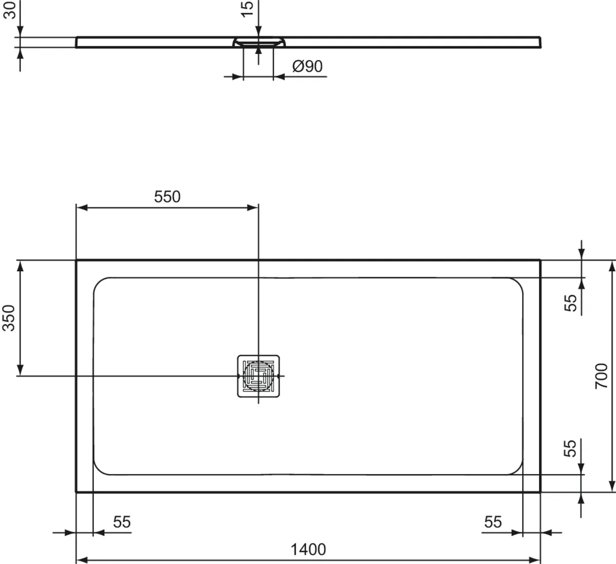 Ideal Standard Duschwanne „UltraFlatS+“ 70 × 140 cm in Schiefer Ideal Standard Duschwanne „UltraFlatS+“ 70 × 140 cm in Schiefer