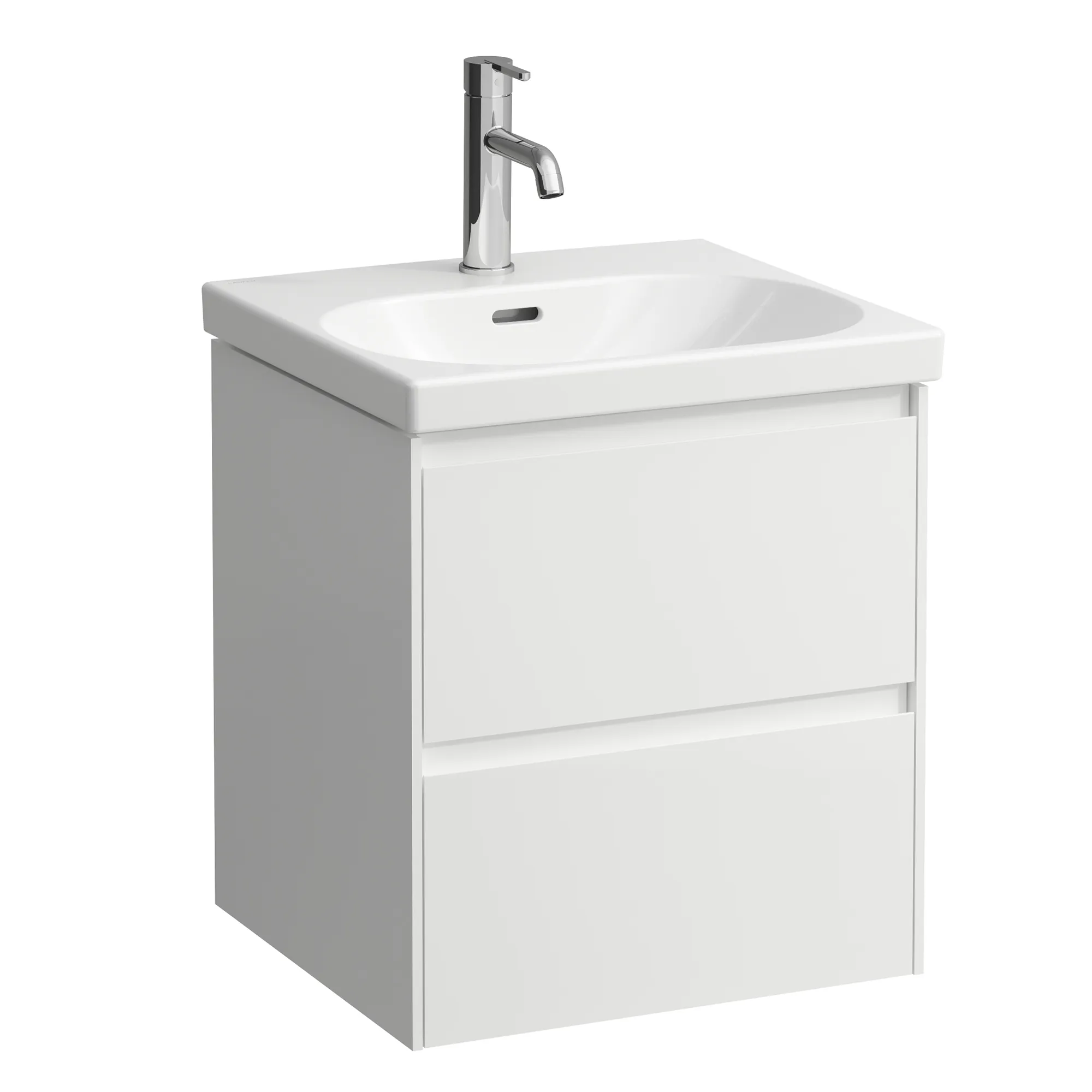 Waschtischunterbau LANI 442x482x515 mit 2 Schubladen integrierter Griffleiste Vollauszug und Soft-Close für Waschtisch LUA H810081 weiß matt Waschtischunterbau LANI 442x482x515 mit 2 Schubladen integrierter Griffleiste Vollauszug und Soft-Close für Waschtisch LUA H810081 weiß matt