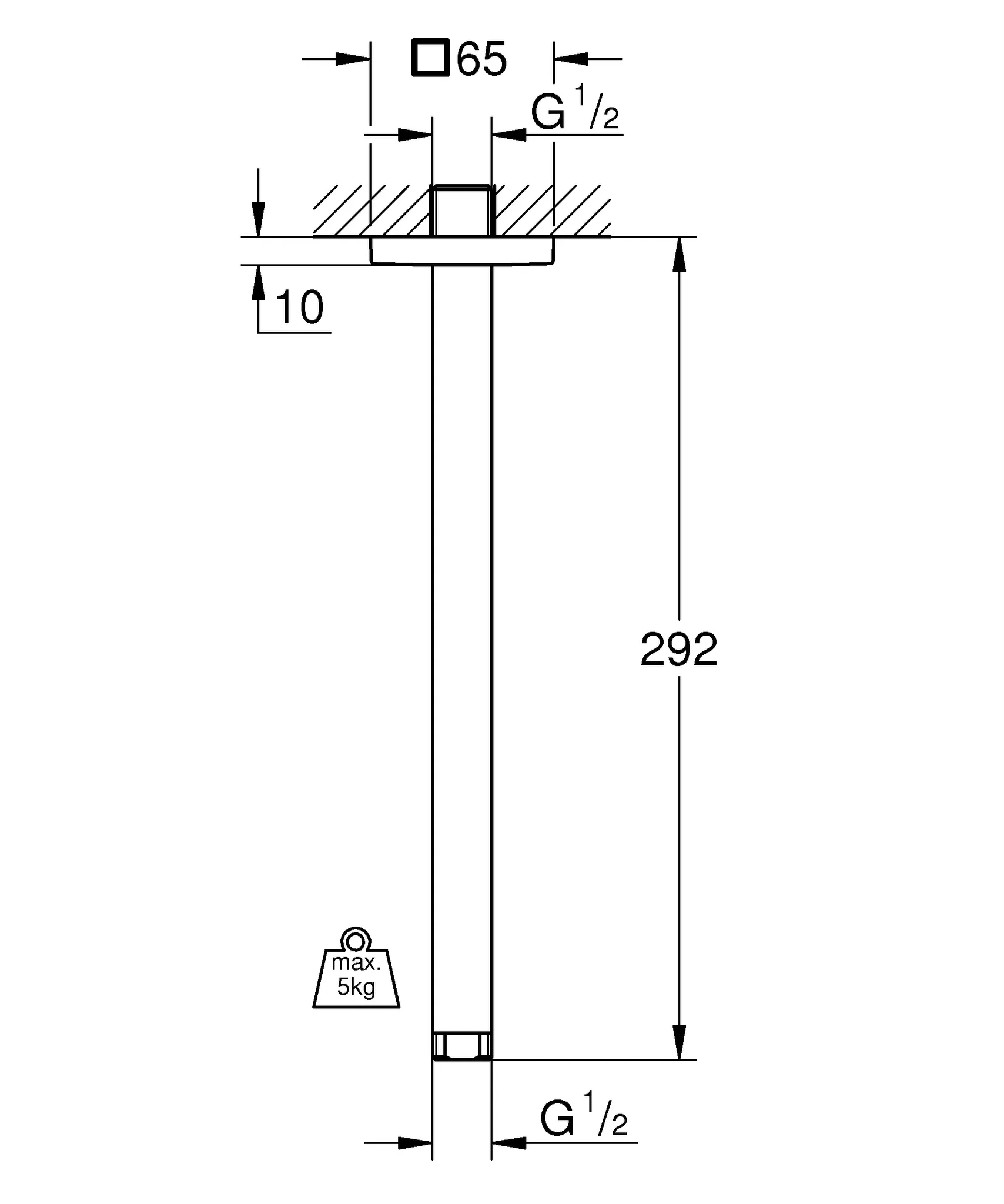 Grohe Rainshower Deckenauslass 27484, 292 mm Länge, chrom Grohe Rainshower Deckenauslass 27484, 292 mm Länge, chrom