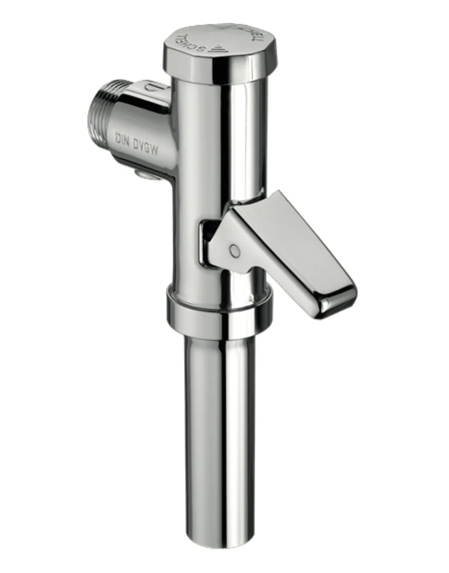 Aufputz-WC-Druckspüler OMAT, DN 20, Aufputz-WC-Druckspüler, Betätigungshebel aus Messing, Spülstrom: 1,0 - 1,3 l/s, DN 20 G 3/4 AG, Anschluss Spülrohr: Ø 26 mm, chrom