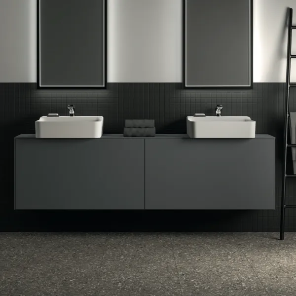 Ideal Standard Waschtischunterschrank „Conca“ 198,7 × 55 × 37,3 cm Anthrazit matt lackiert Ideal Standard Waschtischunterschrank „Conca“ 198,7 × 55 × 37,3 cm Anthrazit matt lackiert
