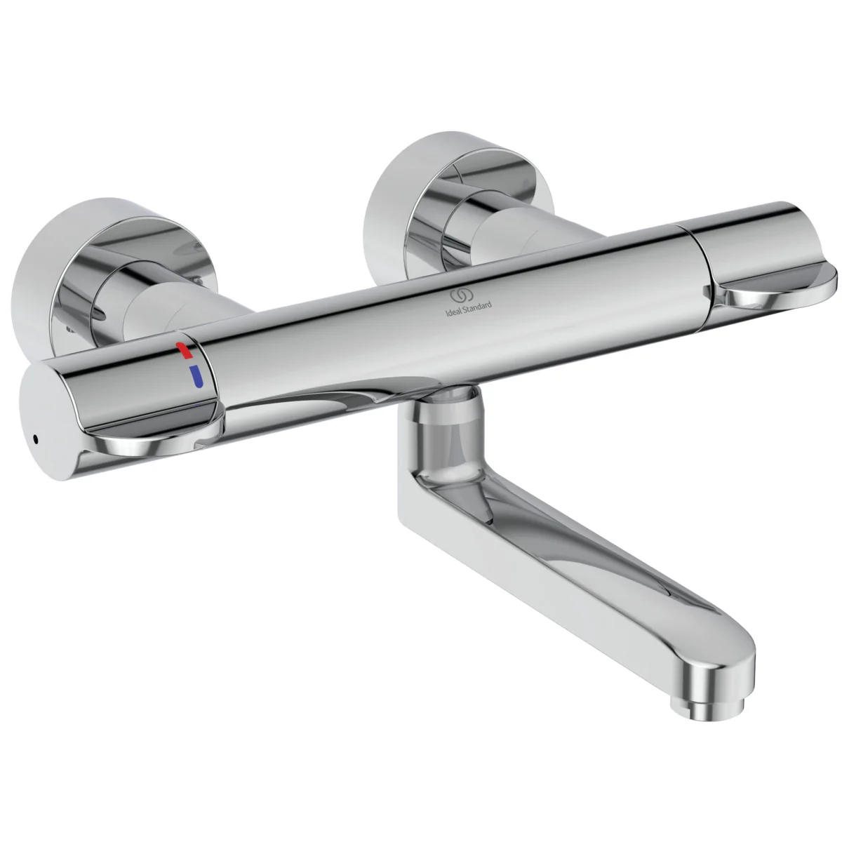 Ideal Standard Ceraplus Safe Wand-Waschtischthermostat, Chrom, Ausladung 257 mm, thermische Desinfektion, absperrbare S-Anschlüsse