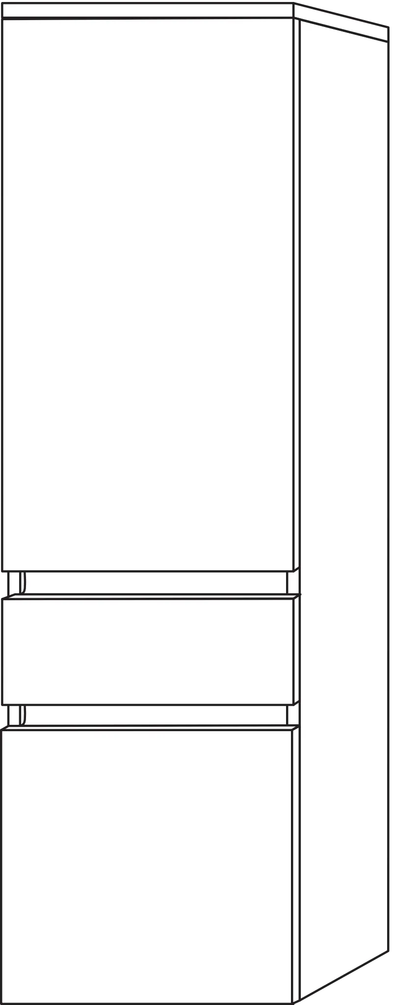 Mittelschrank Anschlag links CurveBay (CW100L) 1384x400x341 Weiß-Glanz