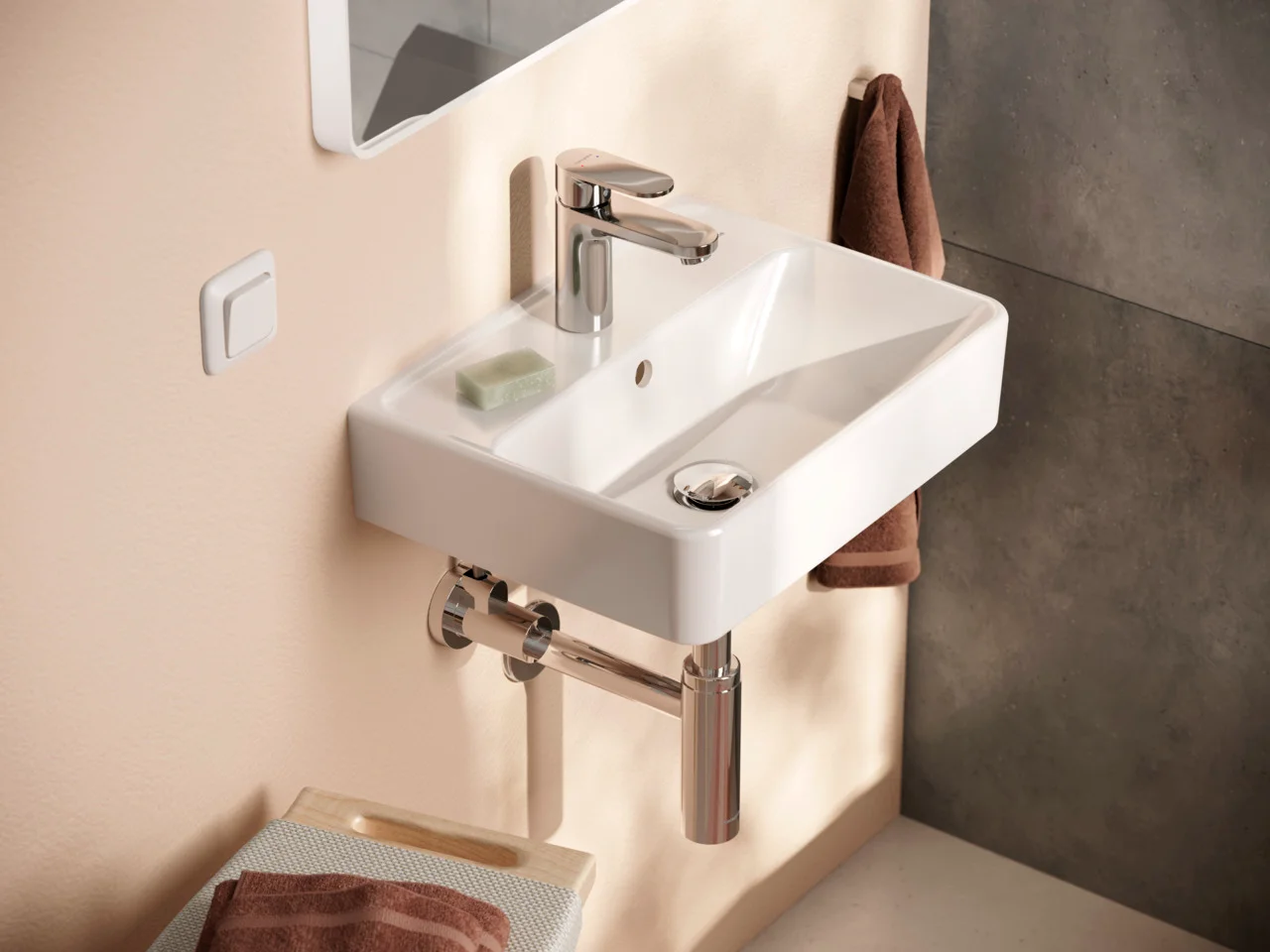 Hansgrohe Handwaschbecken Xanuia Q, weiß, 450x340 mm, wandhängend mit Hahnloch und Überlauf, SmartClean-Glasur Hansgrohe Handwaschbecken Xanuia Q, weiß, 450x340 mm, wandhängend mit Hahnloch und Überlauf, SmartClean-Glasur