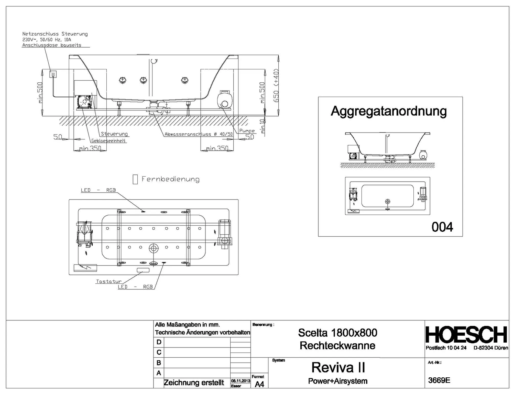 Hoesch Whirlwanne „Scelta“ mit Whirlsystem „Reviva II“ rechteck 180 × 80 cm in Weiß Hoesch Whirlwanne „Scelta“ mit Whirlsystem „Reviva II“ rechteck 180 × 80 cm in Weiß