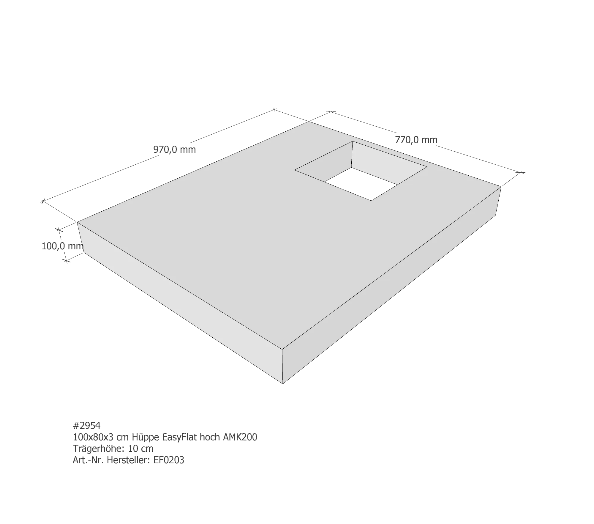 Duschwannenträger passend für Hüppe EasyFlat 100 × 80 × 3 cm