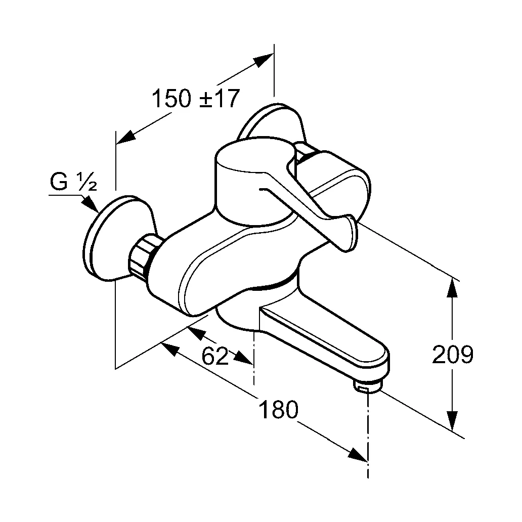 Kludi MEDI CARE Wandarmatur-EHM Klinik Armhebel chrom, Waschtisch-Wand-Armatur DN 15, Oberfläche: 05 chrom Kludi MEDI CARE Wandarmatur-EHM Klinik Armhebel chrom, Waschtisch-Wand-Armatur DN 15, Oberfläche: 05 chrom