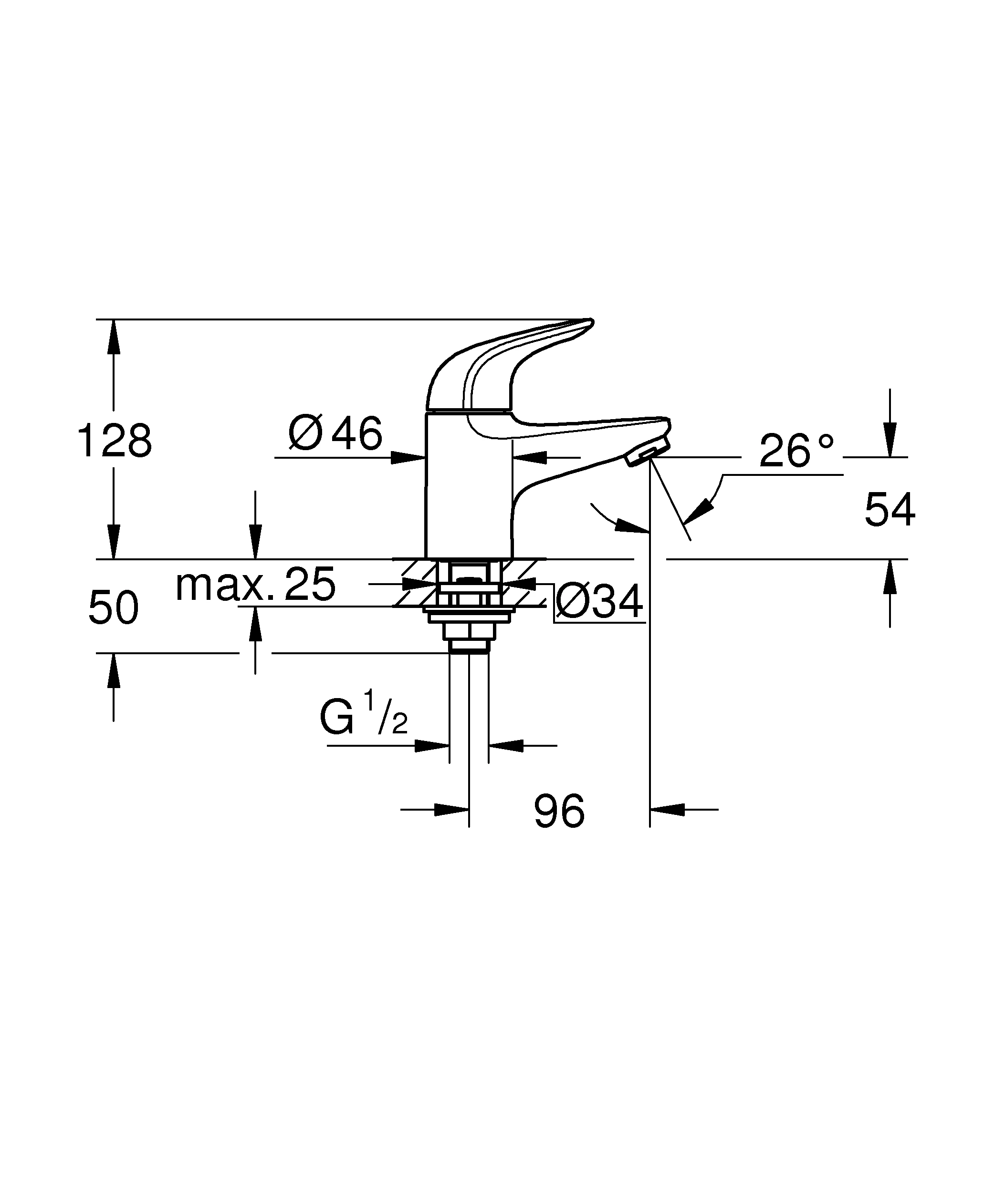 Standventil Euroeco 20616_1, XS-Size, Einlochmontage, Maximaler Durchfluss (bei 3 bar): 5 l/min, chrom