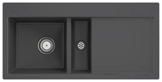 Villeroy & Boch flächenbündiges Küchenspülbecken „Subway“ 60 flat 965 × 475 × 220 mm, für Becken links in Graphite
