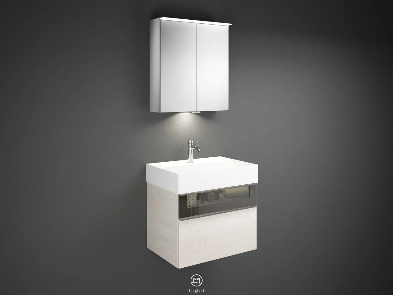 burgbad Yumo SFLA067 Badmöbelset Spiegelschrank mit Mineralguss-Waschtisch burgbad Yumo SFLA067 Badmöbelset Spiegelschrank mit Mineralguss-Waschtisch