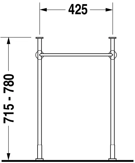 Duravit Metallkonsole Vero, Chrom Poliert, höhenverstellbar, 425x425x715-780 mm, Bodenstehend mit Wandbefestigung