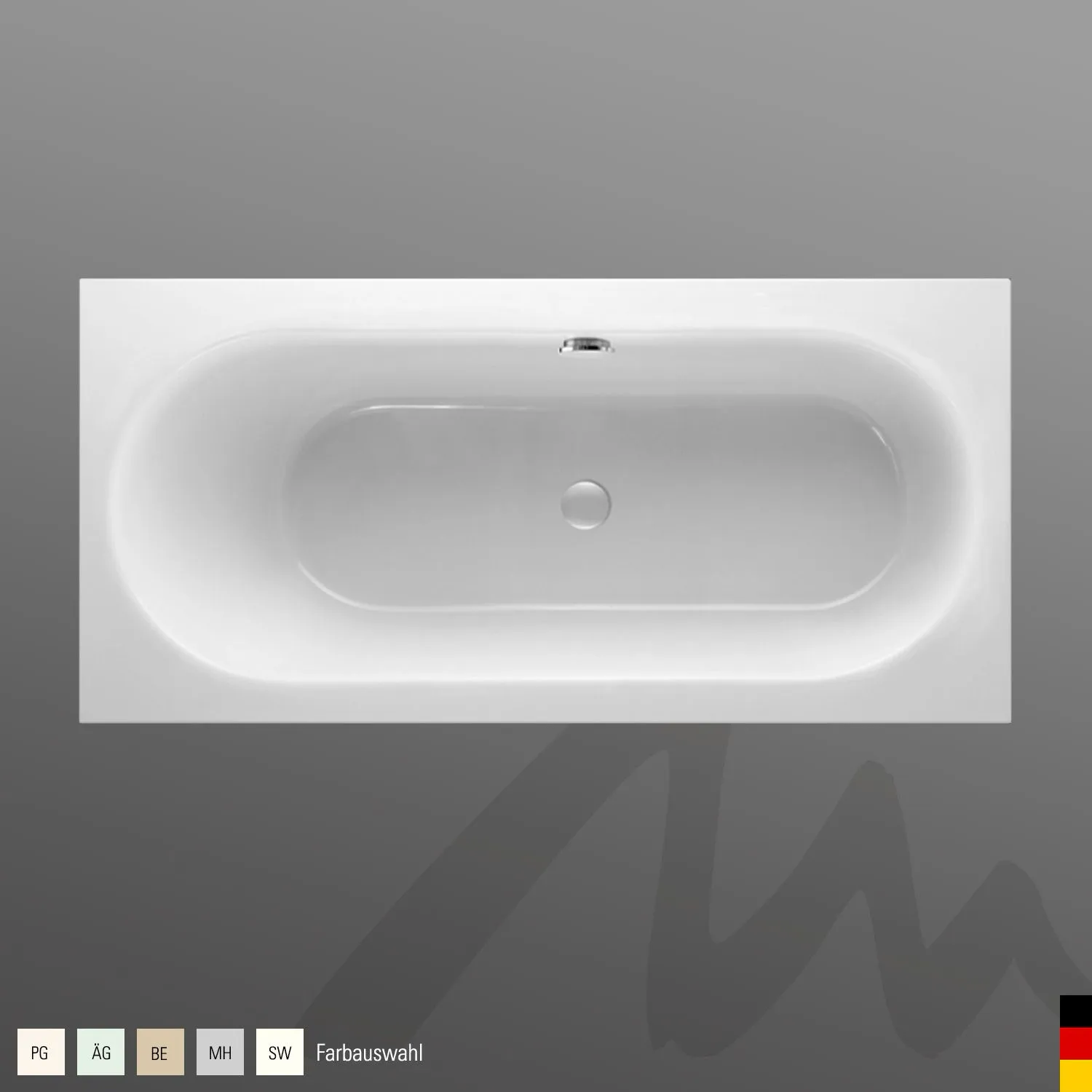 Mauersberger Badewanne „ausana uno“ 1800 × 800 mm in Pergamon