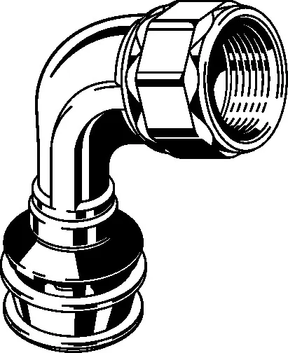 Viega „Raxofix“ 90°- Übergangsbogen 16 mm × 1/2″ Viega „Raxofix“ 90°- Übergangsbogen 16 mm × 1/2″