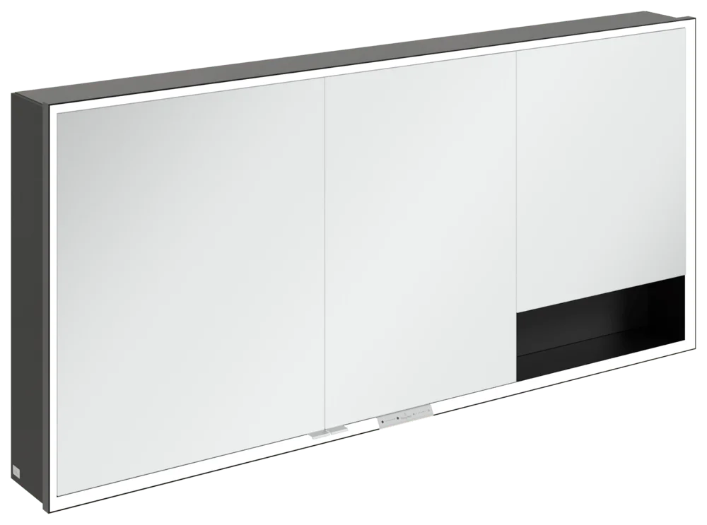 Villeroy & Boch Aufputz-Spiegelschrank My View+ B48116, 1600 x 750 x 168 mm, mit Beleuchtung, Volcano Black