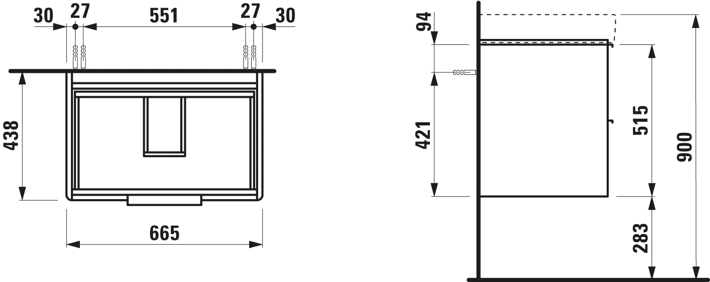 Waschtischunterbau BASE für PRO S 438x665x515 2 Schubladen mit Griff aluminium eloxiert für Waschtisch H810967 weiß matt Waschtischunterbau BASE für PRO S 438x665x515 2 Schubladen mit Griff aluminium eloxiert für Waschtisch H810967 weiß matt