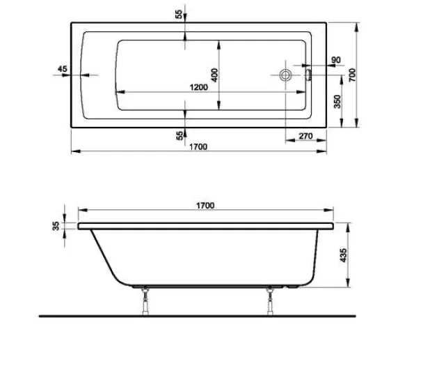 Integra Badewanne 170 x 70 cm Körperformwanne Einbauversion Weiß Hochglanz Integra Badewanne 170 x 70 cm Körperformwanne Einbauversion Weiß Hochglanz