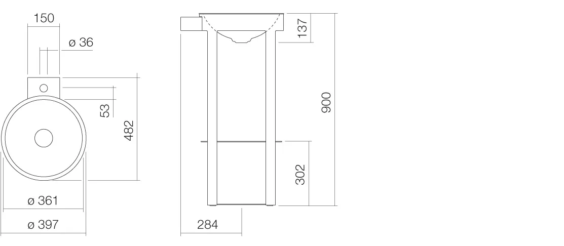 Alape Waschtisch RX400H.CU, rund, 397x900x427 mm Alape Waschtisch RX400H.CU, rund, 397x900x427 mm