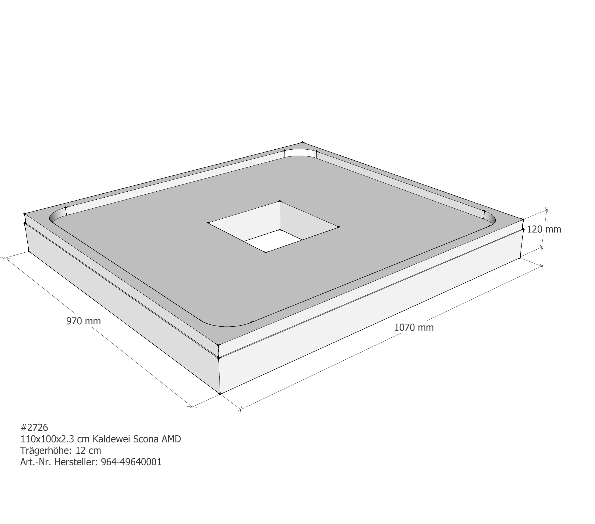 Duschwannenträger passend für Kaldewei Scona 110 × 100 × 2,3 cm