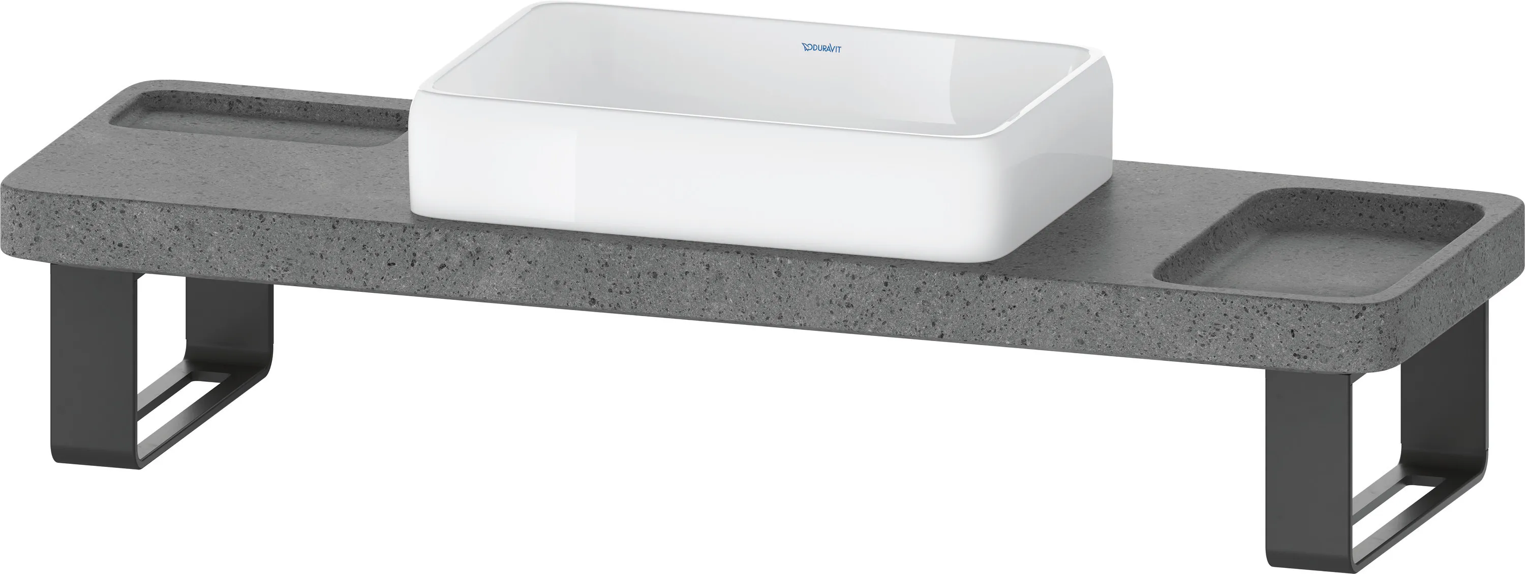 Duravit Aufsatzwaschtisch inkl. Natursteinkonsole und Konsolenträger „Qatego“ 140 × 45 × 90 cm in Weiß Hochglanz Duravit Aufsatzwaschtisch inkl. Natursteinkonsole und Konsolenträger „Qatego“ 140 × 45 × 90 cm in Weiß Hochglanz