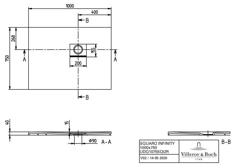 Villeroy & Boch rechteck Duschwanne „Squaro Infinity“ Eck-Einbau rechts gegen Wand 100 × 75 cm ohne Oberflächenbeschichtung, in Anthracite Villeroy & Boch rechteck Duschwanne „Squaro Infinity“ Eck-Einbau rechts gegen Wand 100 × 75 cm ohne Oberflächenbeschichtung, in Anthracite