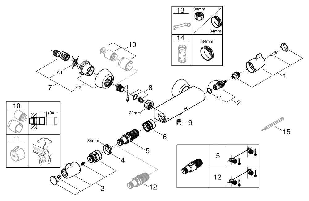 Grohe Grohtherm Special Thermostat-Brausebatterie, ½ Wandmontage chrom Grohe Grohtherm Special Thermostat-Brausebatterie, ½ Wandmontage chrom