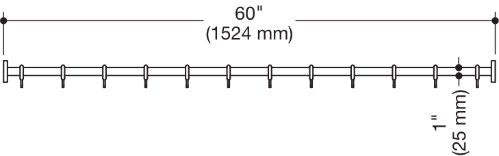 Vorhangstange, d:25, L=1524mm, plvb weiß tiefmatt