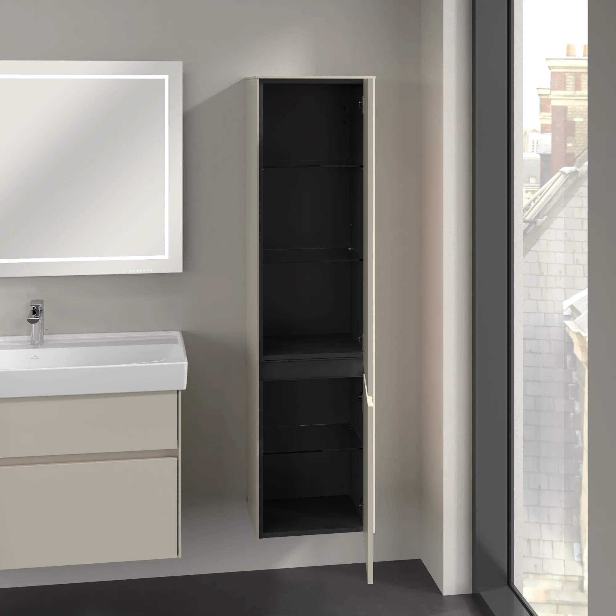 Villeroy & Boch Hochschrank „Collaro“ 40,4 × 153,8 × 34,9 cm ohne Beleuchtung, Anschlag rechts, 2 Türen