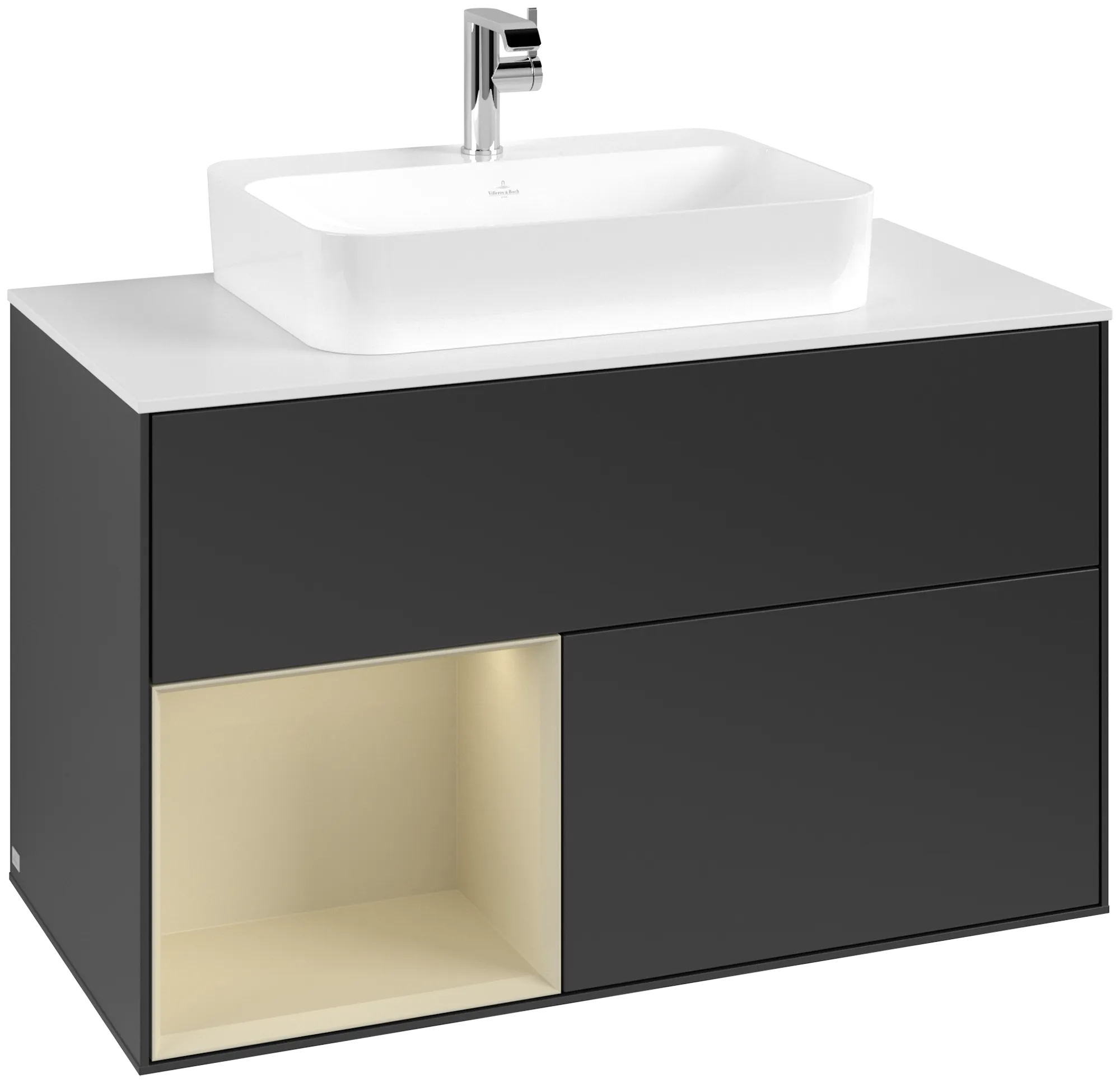 Villeroy & Boch Waschbeckenunterschrank Finion G36, 1000x603x501 mm, Black Matt Lacquer, mit Beleuchtung und Push-to-open Funktion Villeroy & Boch Waschbeckenunterschrank Finion G36, 1000x603x501 mm, Black Matt Lacquer, mit Beleuchtung und Push-to-open Funktion