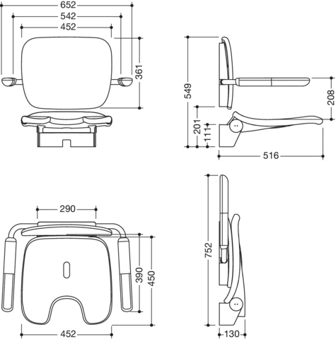 Klappsitz „Serie 802 LifeSystem“ in Signalweiß glänzend / Signalweiß matt Klappsitz „Serie 802 LifeSystem“ in Signalweiß glänzend / Signalweiß matt