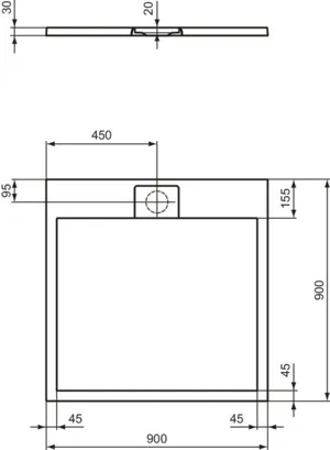 Ideal Standard Duschwanne „UltraFlatSi.life“ 90 × 90 cm in Carraraweiß