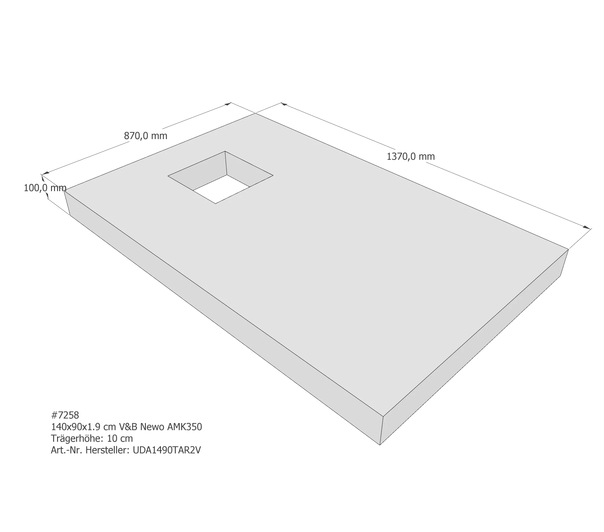 Duschwannenträger passend für Villeroy & Boch Newo 140 × 90 × 2,2 cm Duschwannenträger passend für Villeroy & Boch Newo 140 × 90 × 2,2 cm