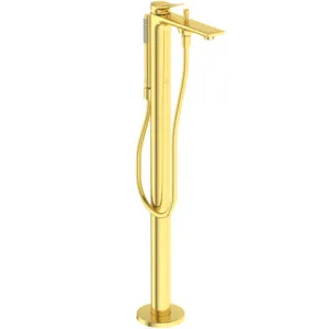 freistehende Badewannenarmatur Conca mit Stick-Handbrause Ausladung 204mm Brushed Gold freistehende Badewannenarmatur Conca mit Stick-Handbrause Ausladung 204mm Brushed Gold