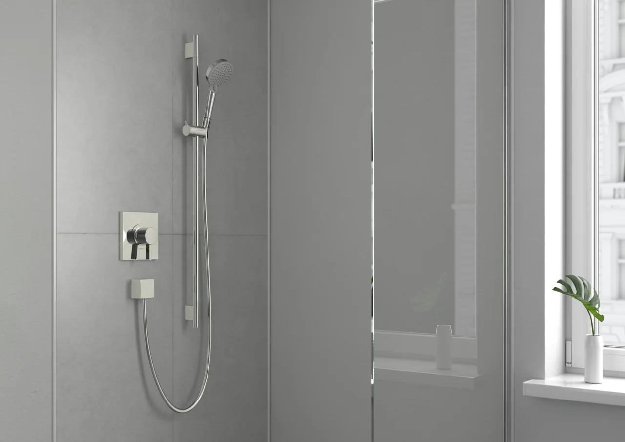 Hansgrohe Unica Brausestange S Puro 90 cm, Chrom, 1008 mm Gesamtlänge, 22 mm Durchmesser, 1600 mm Brauseschlauch