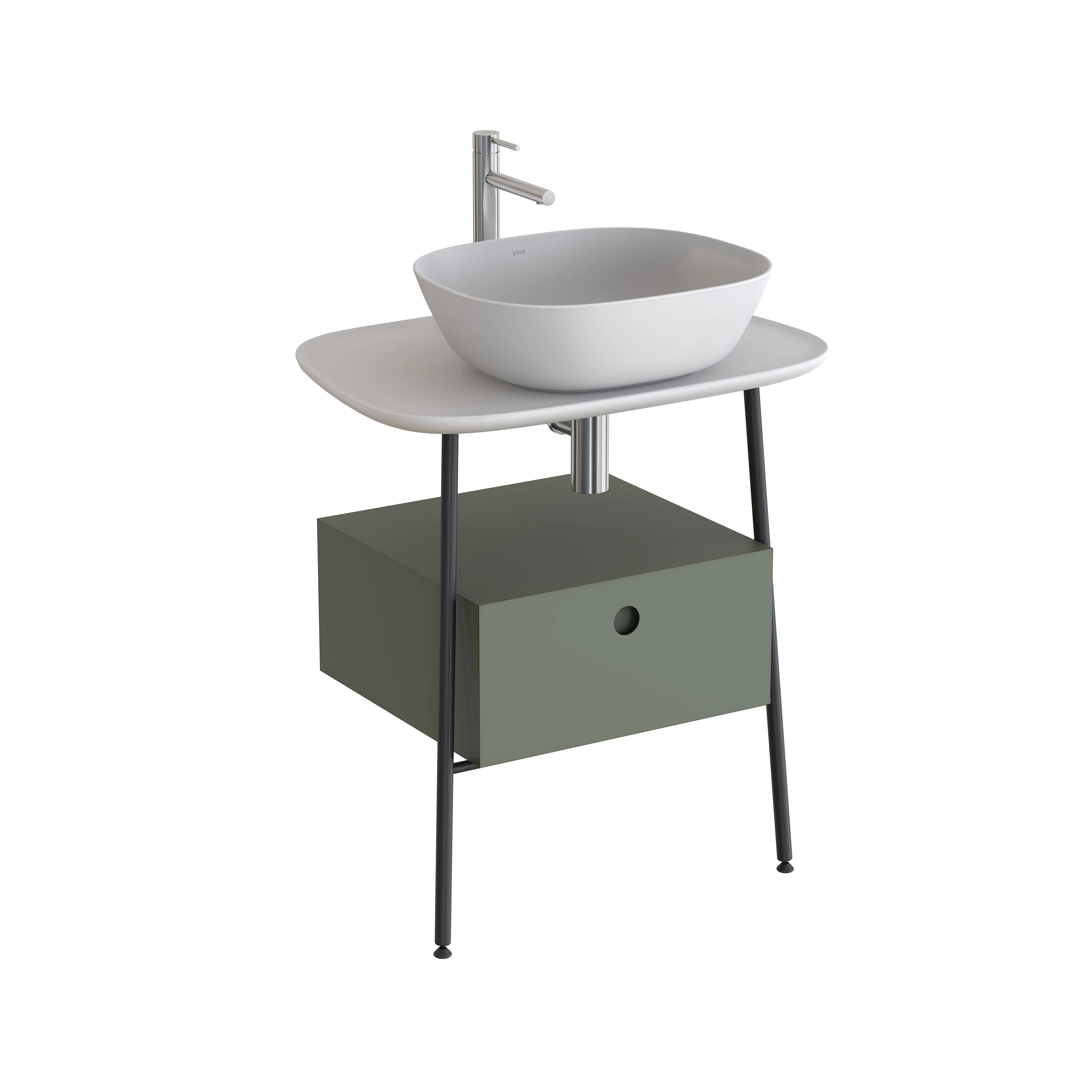 Plural Waschtischunterbau mit 1 Vollauszug und Konsolenplatte 68 x 49 x 74 cm (BxTxH) Retrogrün Matt/ Edelweiß Plural Waschtischunterbau mit 1 Vollauszug und Konsolenplatte 68 x 49 x 74 cm (BxTxH) Retrogrün Matt/ Edelweiß