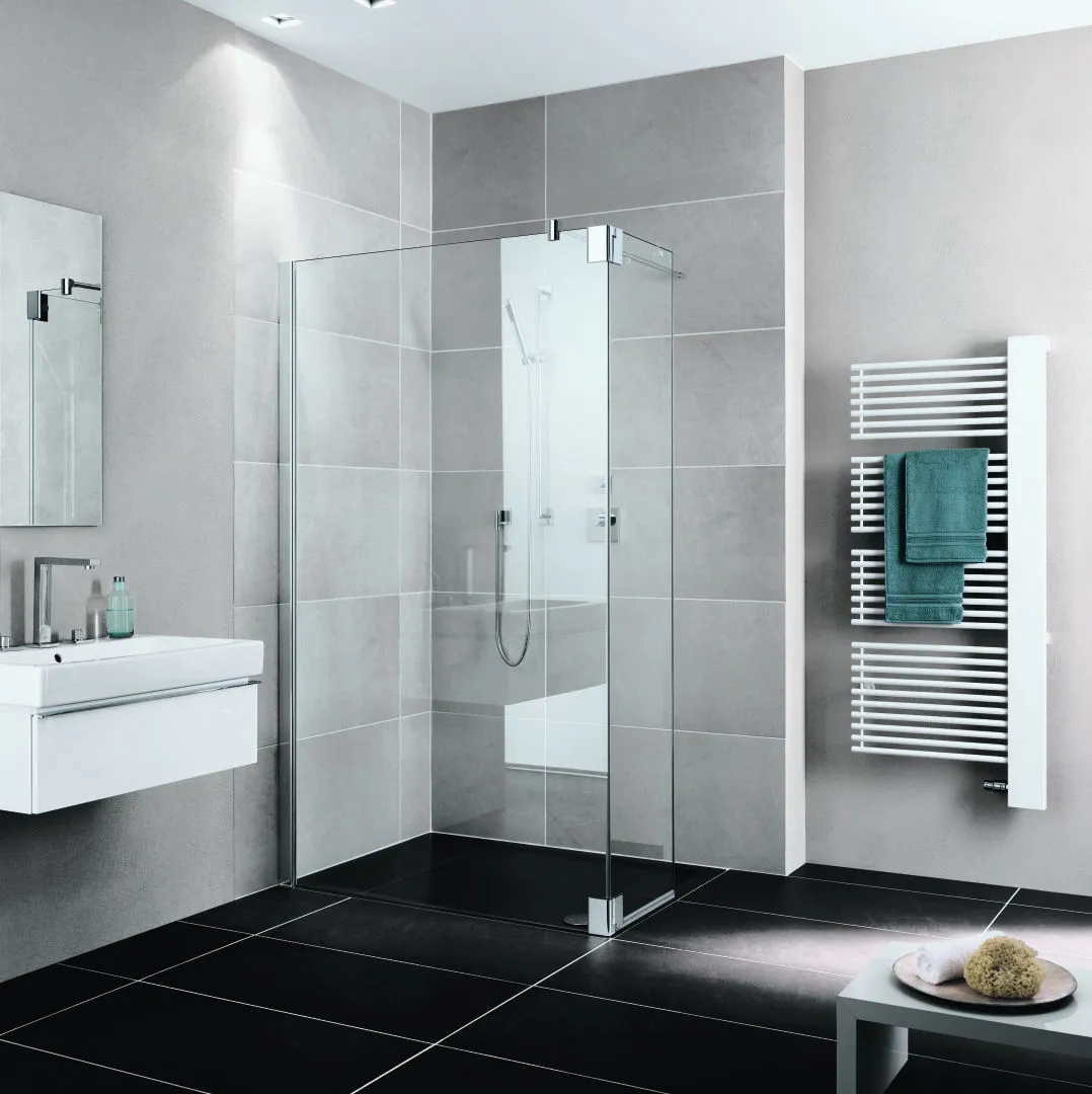 Kermi Duschdesign Walk-In-Duschkabine WALK-IN Wall mit beweglichem Flügel links „PASA XP“ Glas Klar, Profile Silber Mattglanz, BV: 714 - 744 mm GAK: 705 - 735 mm WE: 730 - 760 mm H: 1850 mm