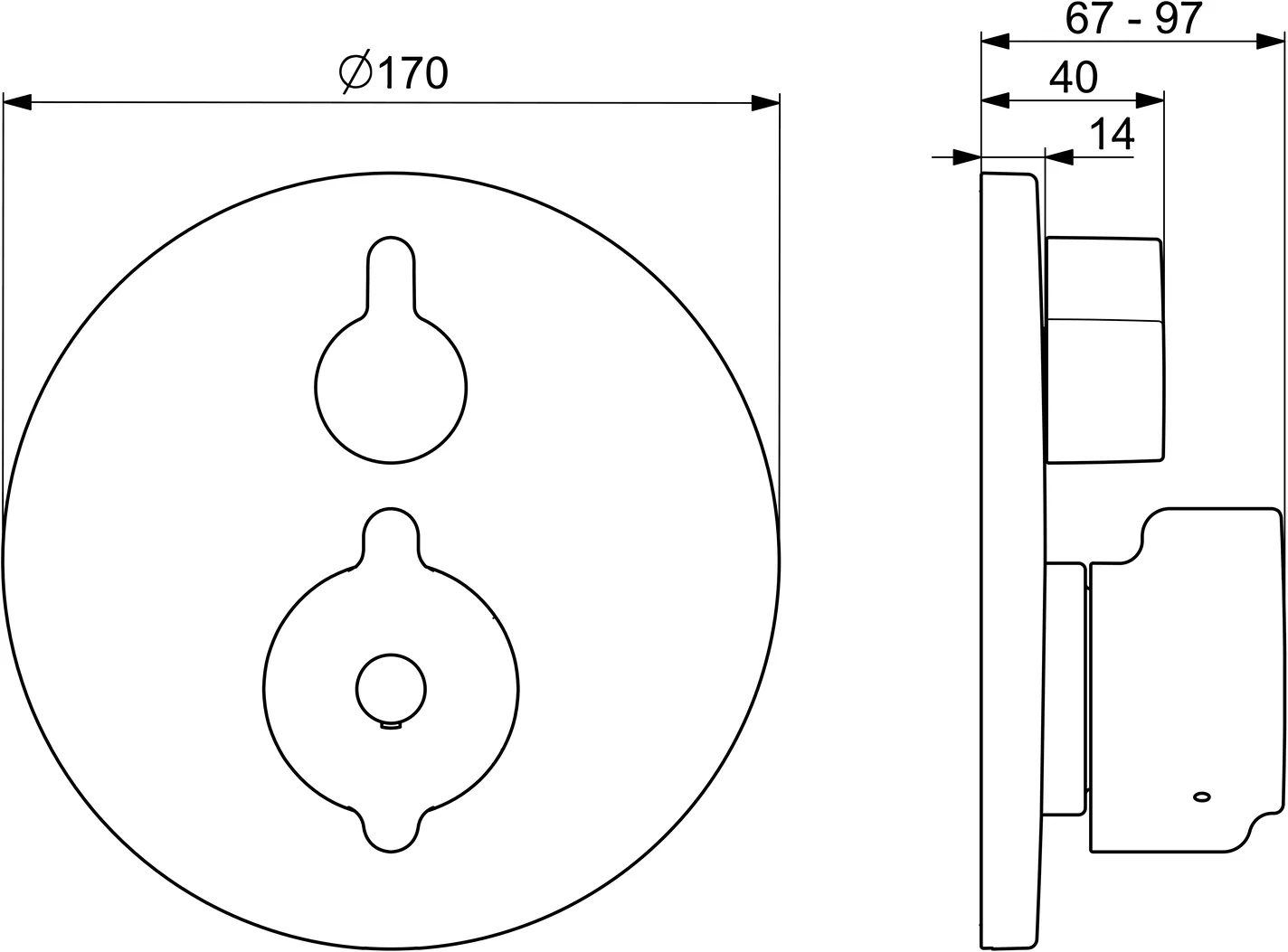 HansaCLINICA Wannen- und Brausearmatur Hansaclinica 2018, Fertigmontageset für Wanne/Brause mit Rosette rund Chrom